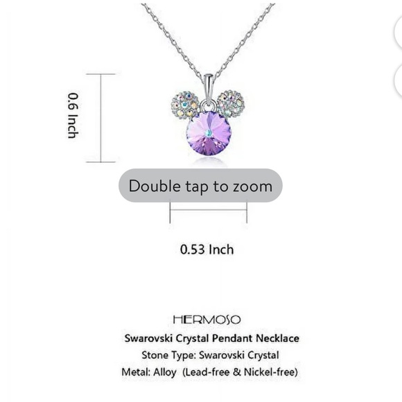 NIB HERAYLI purple Swarovski Crystal Mickey Mouse Pendant Necklace - Picture 3 of 4